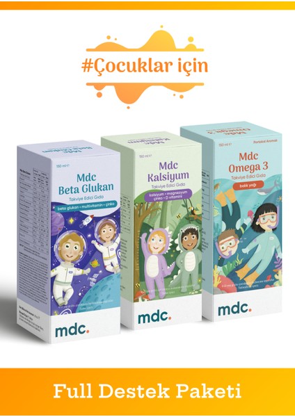 Omega 3 Şurup, Beta Glukan Şurup ve Kalsiyum Şurup - Full Destek Paketi