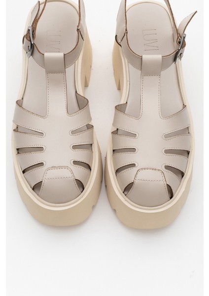 VERUA Krem Kadın Kalın Tabanlı Sandalet fiyatları