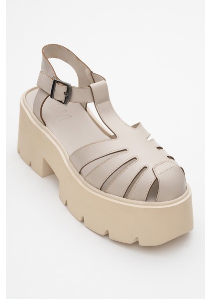 VERUA Krem Kadın Kalın Tabanlı Sandalet indirimleri