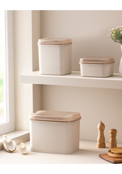 Lucca 3'lü Saklama Kabı Seti - Bej
