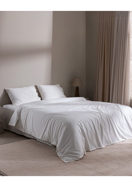 Modena King Size %100 Pamuk Brodeli Nevresim Takımı - Beyaz