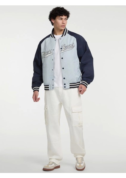 Guess Erkek Mavi Patch Detaylı Bomber Ceket