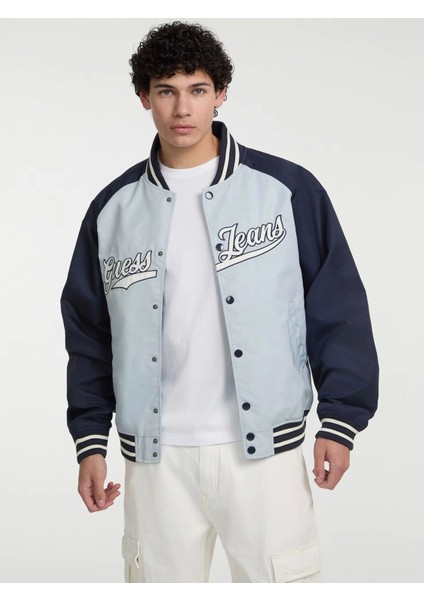 Guess Erkek Mavi Patch Detaylı Bomber Ceket modelleri