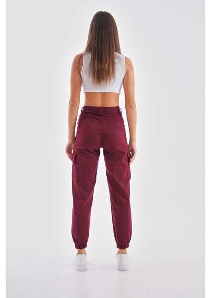 Kadın Yüksek Bel Paçası Lastikli Jogger Kargo Cep Pantolon modelleri