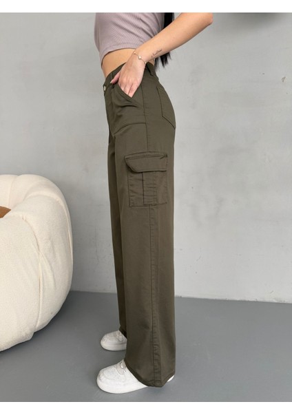 Kadın Kargo Straight Fit Yüksek Bel Geniş Paça Pantolon fiyatları