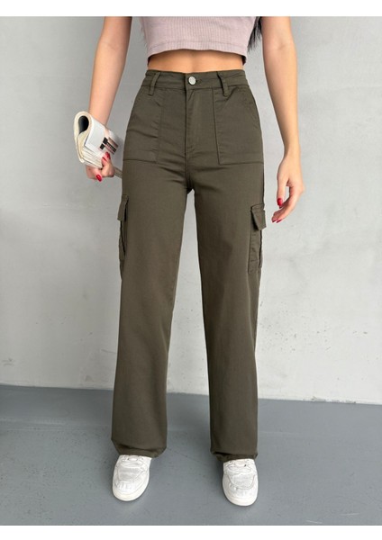 Kadın Kargo Straight Fit Yüksek Bel Geniş Paça Pantolon fırsatları