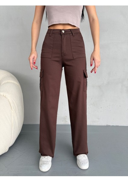 Kadın Kargo Straight Fit Yüksek Bel Geniş Paça Pantolon modelleri