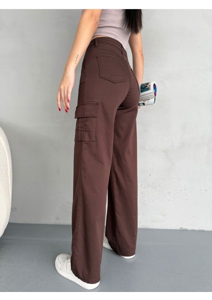 Kadın Kargo Straight Fit Yüksek Bel Geniş Paça Pantolon fırsatları