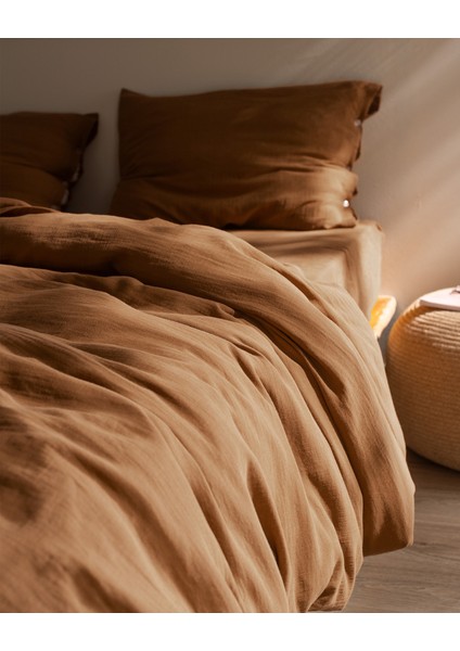 Marla Müslin Çift Kişilik %100 Pamuk Lastikli Nevresim Takımı - Tarçın modelleri