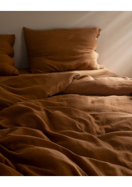 Marla Müslin Çift Kişilik %100 Pamuk Lastikli Nevresim Takımı - Tarçın fırsatları