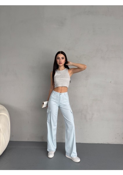 Kadın Kargo Straight Fit Yüksek Bel Geniş Paça Pantolon indirimleri