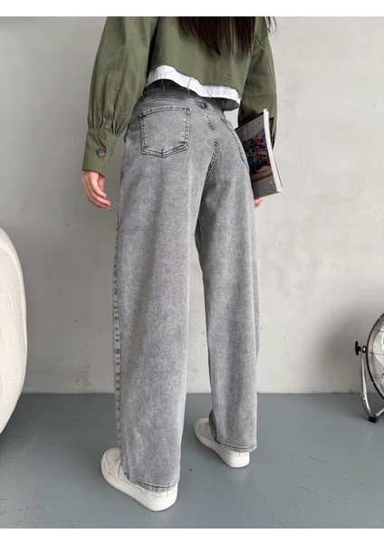 Kadın Soluk Efektli Bol Kesim Rahat Geniş Paça Baggy Jean indirimleri