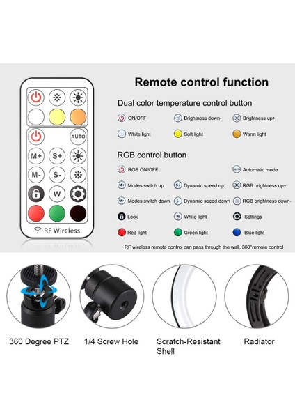 20CM/8INCH Rgb Renkli Ayarlanabilir USB ile Güçlendirilen Halka Işığı (Yurt Dışından) fiyatları
