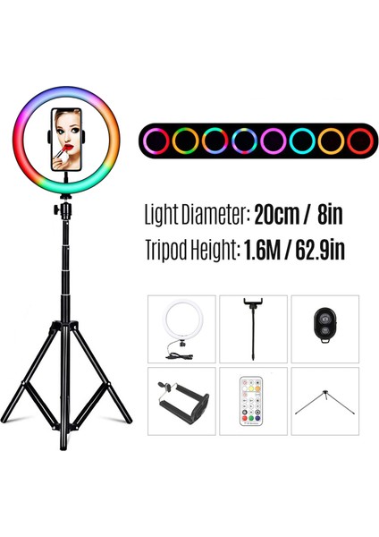 20CM/8INCH Rgb Renkli Ayarlanabilir USB ile Güçlendirilen Halka Işığı (Yurt Dışından) fırsatları