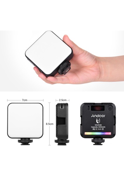 W64RGB Mini Takılabilir Rgb Video Işığı 2500K-9000K Parlaklık Ayarlayabilir 20 Aydınlatma Efekti (Yurt Dışından) modelleri