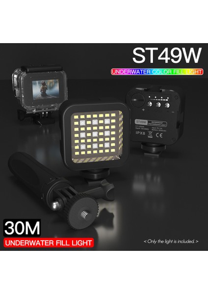 30M Suya Dalı Rgb LED Video Işığı 5500K Renkli Parlaklık Ayarı (Yurt Dışından)