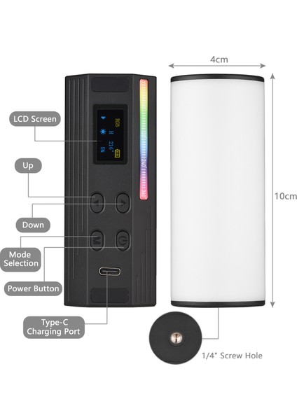 W100RGB Mini LED Video Işığı 2500K - 9000K Parlaklık Ayarlanabilir CRI95+ (Yurt Dışından) fiyatları