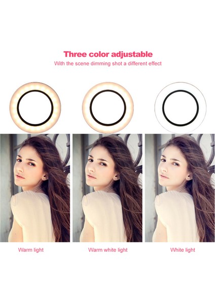 260MM Parlaklığı Ayarlanabilen Cep Telefonu Tutucu ile LED Halka Işığı (Yurt Dışından) fiyatları