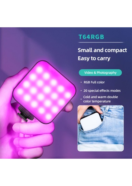 T64RGB Cep LED Işığı 2500K - 9000K Renk Sıcaklığı Crı≥95 (Yurt Dışından) fırsatları