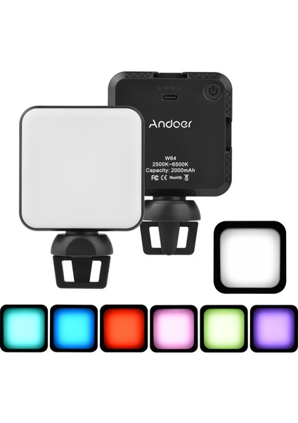 W64 Mini Fotoğraf Lambası 2500K - 6500K Parlaklığı Ayarlanabilir (Yurt Dışından)