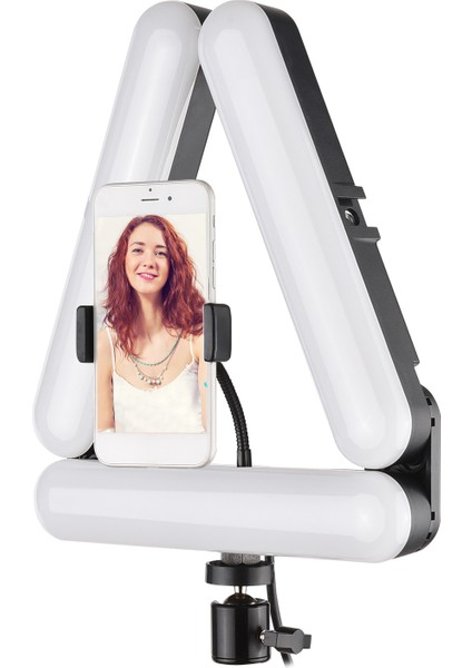 V8 Katlanabilir 3 Panelli LED Rgb Video Işığı Iki Renkli 3000K - 6500K Parlaklık Ayarlı (Yurt Dışından)