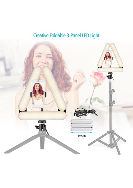 V8 Katlanabilir 3 Panelli LED Rgb Video Işığı Iki Renkli 3000K - 6500K Parlaklık Ayarlı (Yurt Dışından) fiyatları