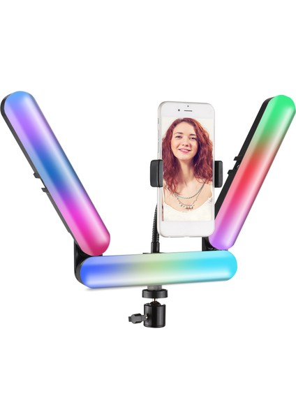 V8 Katlanabilir 3 Panelli LED Rgb Video Işığı Iki Renkli 3000K - 6500K Parlaklık Ayarlı (Yurt Dışından) fırsatları