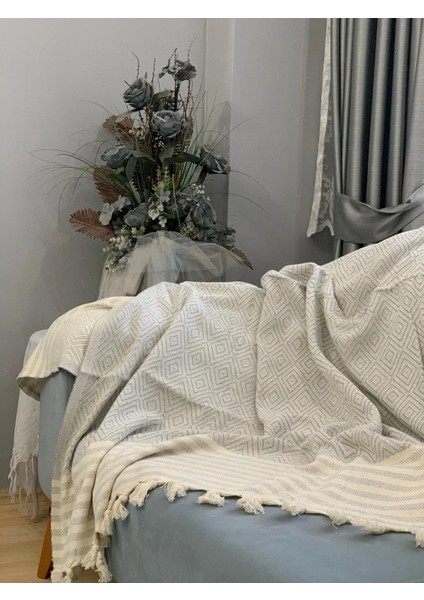 Elmas Desen Pamuklu 180 x 230 Çok Amaçlı Serpme Koltuk Örtüsü