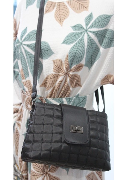 Kadın 25641 Kapitone 2 Gözlü Fermuarlı Düğmeli Askılı Kol Çantası indirimleri