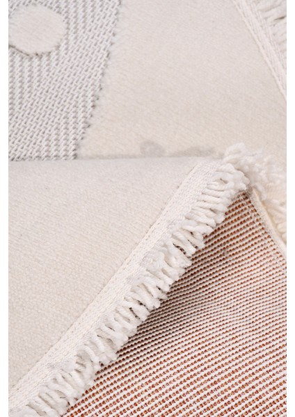 Ay ve Bulut Desenli Yuvarlak Çocuk Halısı – Dayanıklı, Kaymaz Pamuk Dokuma Tabanlı Halı (Oyun & Çocuk Odası İçin Uygun)