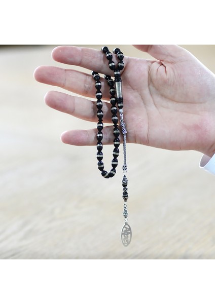 925 Ayar Gümüş Isme Özel Püsküllü Arpa Kesim Pirinç Sarmal Kuka Tesbih
