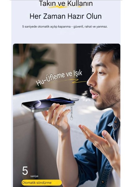 Alevsiz Sigara Çakmağı Otomatik Kapanma Type-C Girişli Minik Şık Metal StiL Ce+Rohs Sertifalı Güvenli