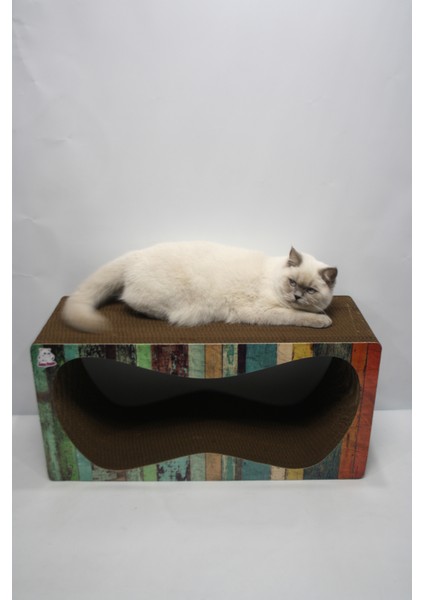 Karton Kedi Tırmalama Kanepesi 68X24X33 cm - X-Large - Çizgili Desen