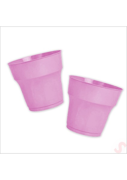 Plastik Tabak, 22CM x 24 Adet - Pembe
