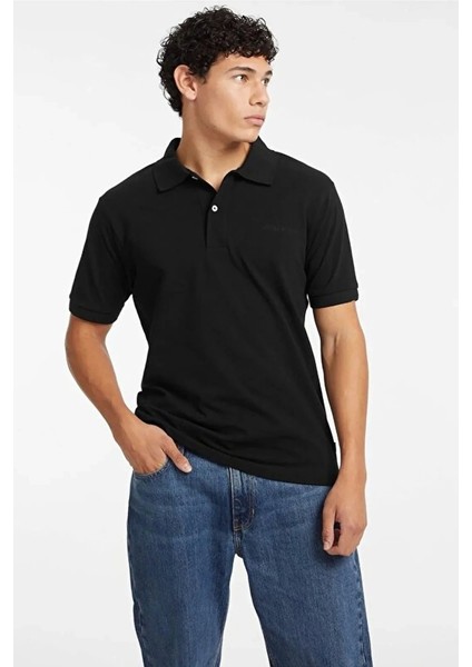 Guess Erkek Lacivert Nakışlı Polo Tişört