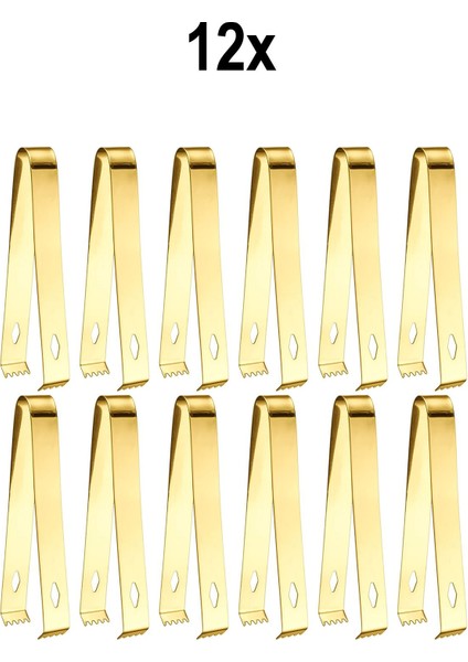12 Adet Çelik 16,2 cm Gold Buz ve Şeker Maşası MT128SR-12