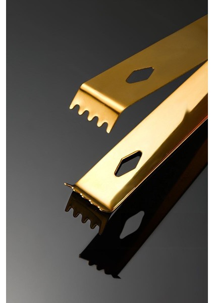 12 Adet Çelik 16,2 cm Gold Buz ve Şeker Maşası MT128SR-12