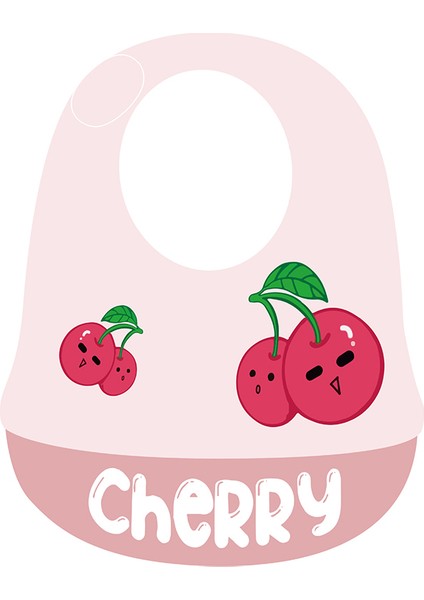 Meyve Desenli Bebek Silikon Önlük Ultra Ince Su Geçirmez Ayarlanabilir Gıda Kırıntısı Yakalayıcı Bebek Önlüğü-Kiraz (Yurt Dışından)
