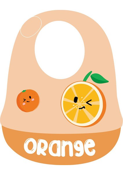 Meyve Desenli Bebek Silikon Önlük Ultra Ince Su Geçirmez Ayarlanabilir Gıda Kırıntısı Yakalayıcı Bebek Önlüğü-Turuncu (Yurt Dışından)