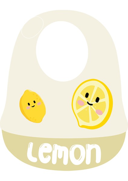 Meyve Desenli Bebek Silikon Önlük Ultra Ince Su Geçirmez Ayarlanabilir Gıda Kırıntı Yakalayıcı Bebek Önlüğü-Limon (Yurt Dışından)