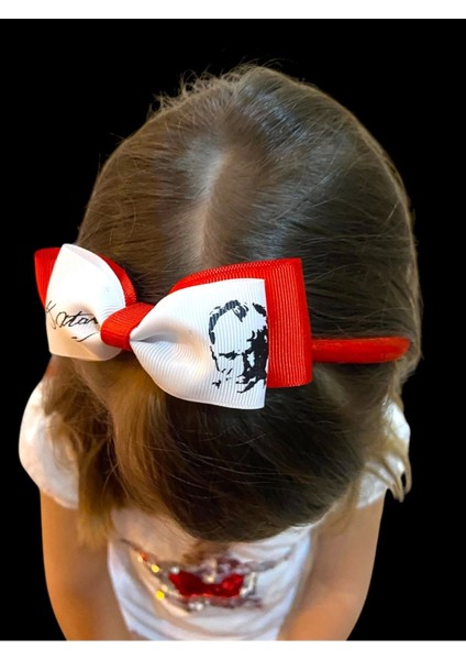 23 Nisan Türk Bayrağı Atatürk Fiyonk Kız Çocuk Kaliteli Grogren Kurdele Taç modelleri