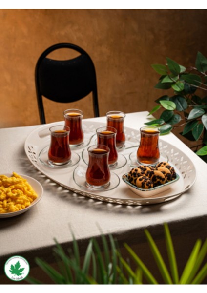 Lalin Tepsi Metal Oval Servis Tepsisi , Romantik Tepsi, Büyük Tepsi, Çay Kahve Tepsisi Krem fiyatları