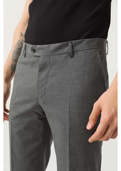 Ds Damat Comfort Gri Düz Travel Kumaş Pantolon