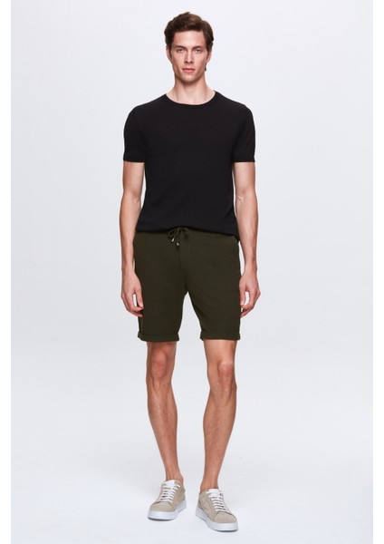 Slim Fit Siyah Rayon Örme T-Shirt