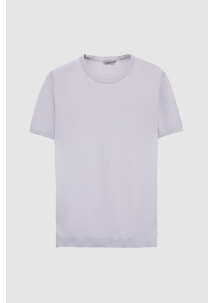 Slim Fit Galaktik Leylak Rayon Örme T-Shirt indirimleri