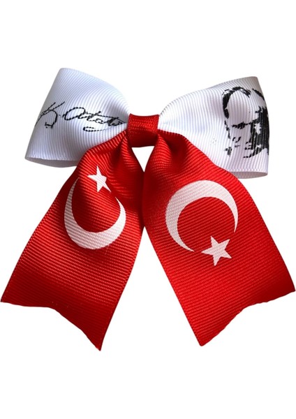 23 Nisan Türk Bayrağı Atatürk Fiyonk Kız Çocuk Kaliteli Grogren Kurdele Toka