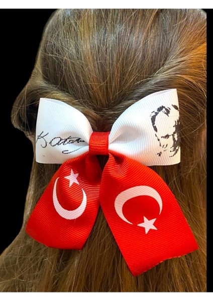 23 Nisan Türk Bayrağı Atatürk Fiyonk Kız Çocuk Kaliteli Grogren Kurdele Toka modelleri
