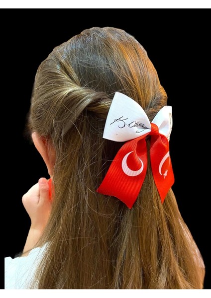 23 Nisan Türk Bayrağı Atatürk Fiyonk Kız Çocuk Kaliteli Grogren Kurdele Toka fırsatları