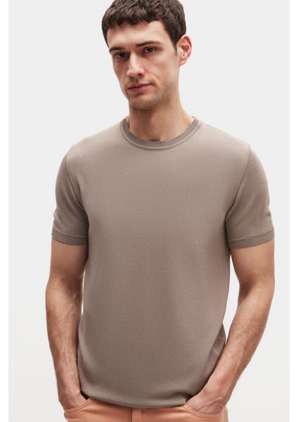 Slim Fit Vizon Rayon Örme T-Shirt