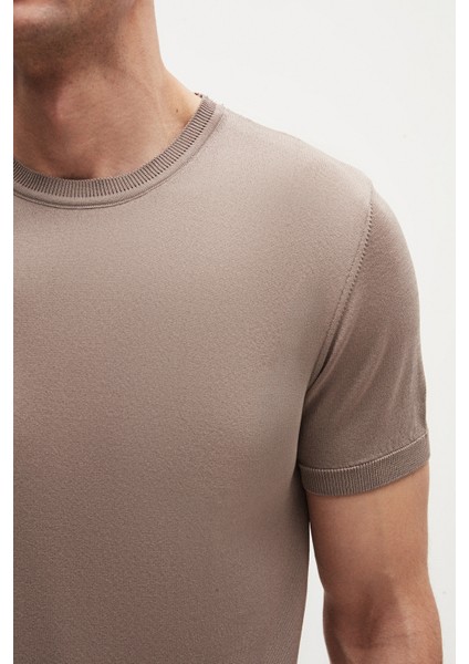 Slim Fit Vizon Rayon Örme T-Shirt fiyatları